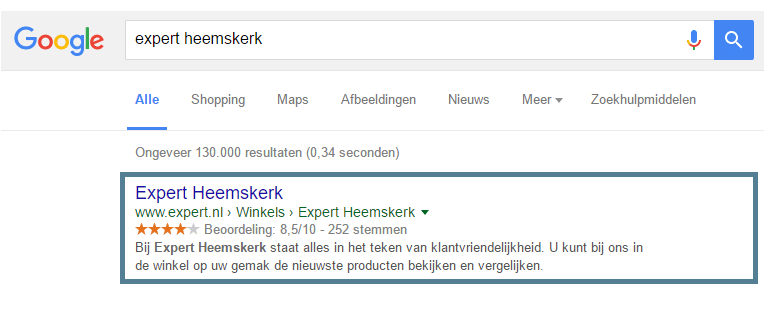Google sterren beoordelingen